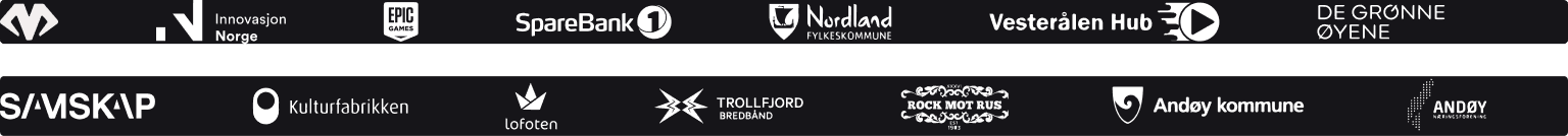Partnere: Innovasjon Norge, SpareBank 1, Nordland fylkeskommune, Vesterålen Hub, De Grønne Øyene, Samskap, Kulturfabrikken, Andøy kommune og flere